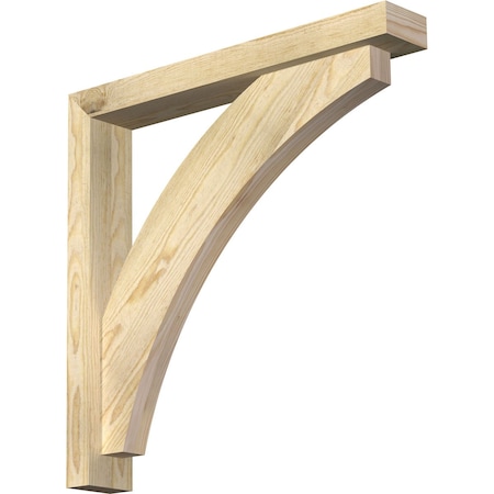 Ekena Millwork Thorton Block Rough Sawn Bracket w/ Offset Brace, Douglas Fir, 4"W x 26"D x 26"H BKT0402X26X26THR05RDF